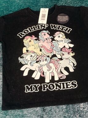 Black T-Shirt with Colorful My Little Pony Print Size 3T